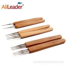 Крючки для дредов с иглой из нержавеющей стали с бамбуковой ручкой